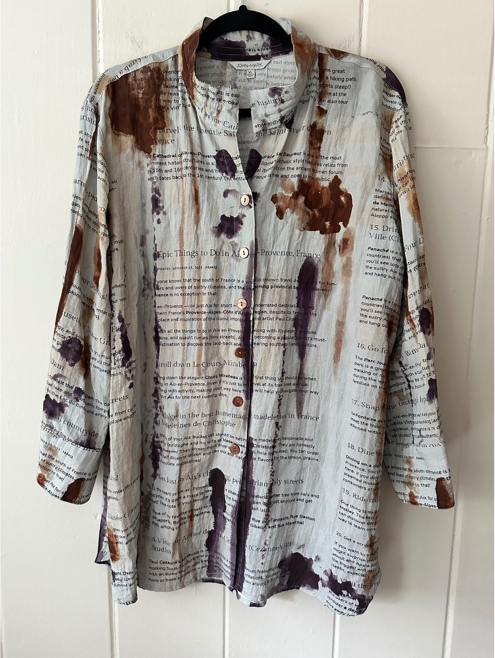 John Mark Aix-En-Provence Oversized Tunic Shirt Sz XL EUC Lagenlook Art To Wear